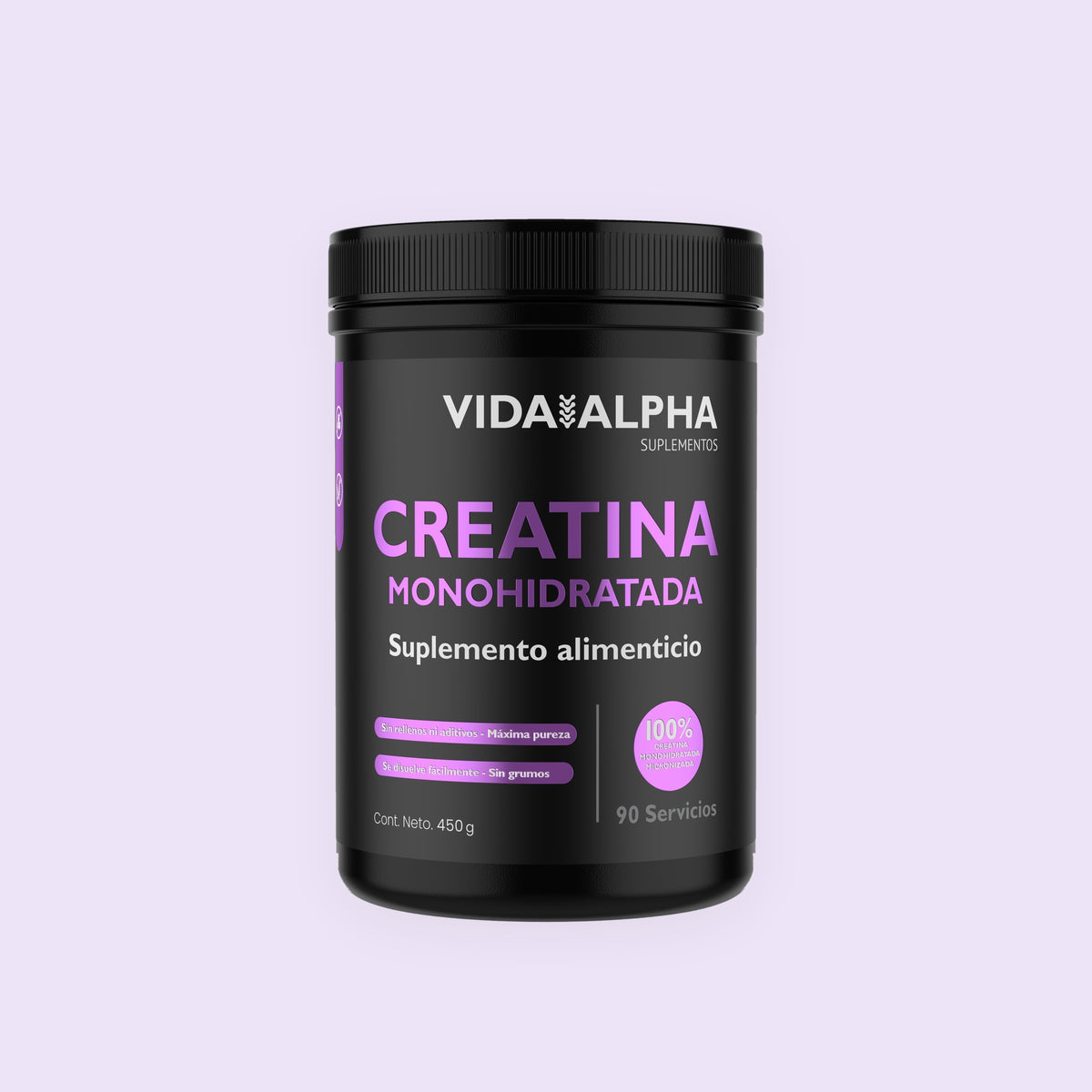 Bote de Creatina Monohidratada Micronizada de Vida Alpha, 450 g