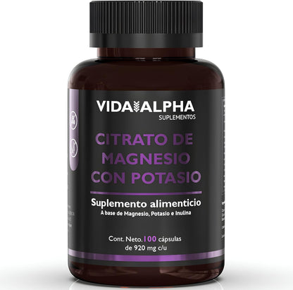 Citrato De Magnesio con Potasio, 100 Cápsulas Para 100 Días