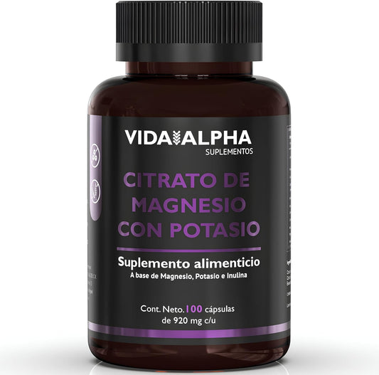 Citrato De Magnesio con Potasio, 100 Cápsulas Para 100 Días