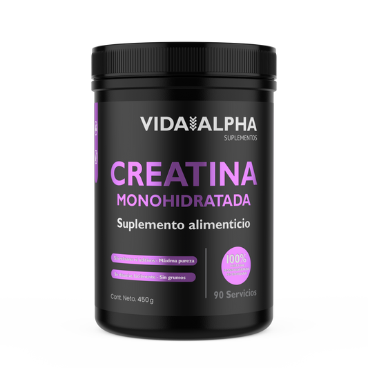 Creatina Monohidratada Micronizada Vida Alpha - vista frontal del frasco